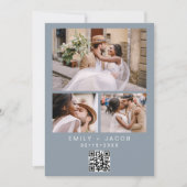 QR-Code Minimalistisch Dusty Blue Wedding Foto Einladung (Vorderseite)