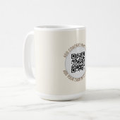 QR-Code Minimalistisch einfach grau Kaffeetasse (Vorderseite Links)