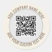 QR-Code Minimalistisch einfach grau Runder Aufkleber (Vorderseite)