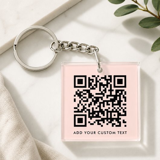 QR-Code Minimalistisch Einfach rosa, benutzerdefin Schlüsselanhänger