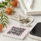 QR-Code Minimalistisch Einfach rosa, benutzerdefin Schlüsselanhänger (Vorderseite rechts)