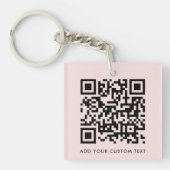 QR-Code Minimalistisch Einfach rosa, benutzerdefin Schlüsselanhänger (Vorderseite)