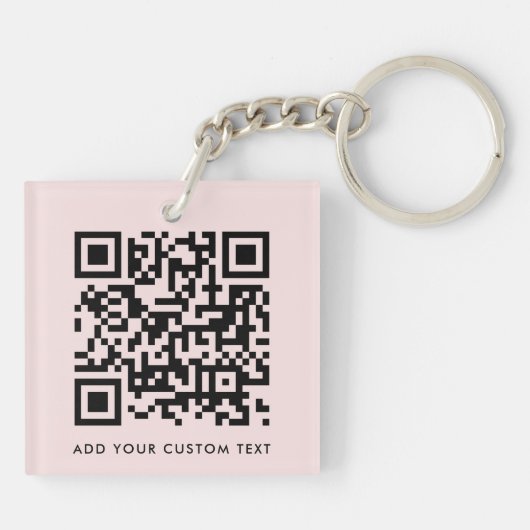 QR-Code Minimalistisch Einfach rosa, benutzerdefin Schlüsselanhänger (Rückseite)