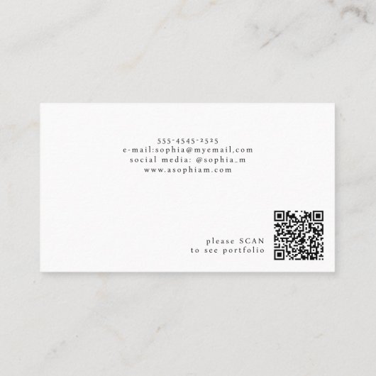 QR-Code minimalistisch, elegantes Namensskript Visitenkarte (Rückseite)