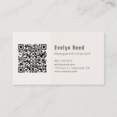 QR-Code Minimalistisch fett leicht beige Visitenkarte (Rückseite)