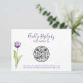 QR-Code Minimalistisch Lila Tulip-Hochzeit RSVP (Stehend Vorderseite)