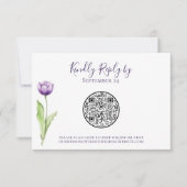 QR-Code Minimalistisch Lila Tulip-Hochzeit RSVP Karte (Vorderseite)