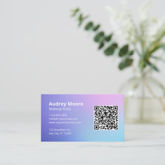 QR Code Minimalistisch Makeup Artist Visitenkarte (Stehend Vorderseite)