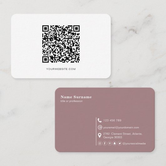 QR-Code, Minimalistisch modern, einfach, beruflich Visitenkarte (Vorne/Hinten)