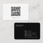 QR-Code, Minimalistisch, modern, einfach, schwarz Visitenkarte (Vorne/Hinten)