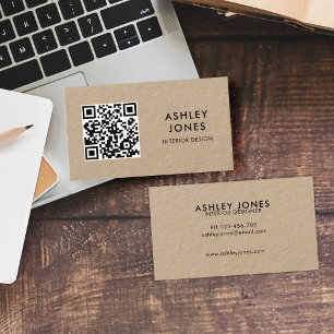 QR Code Minimalistisch Modern Kraft Business Card Visitenkarte