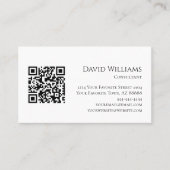 QR-Code Minimalistisch Modern Schwarz-weiß Visitenkarte (Vorderseite)