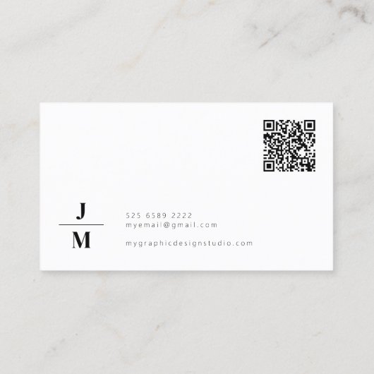 QR-Code minimalistisch Monogramm beruflich Visitenkarte (Rückseite)