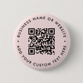 QR-Code | Minimalistisch Rosa Rosa Button (Vorderseite)