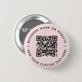 QR-Code | Minimalistisch Rosa Rosa Button (Vorne & Hinten)