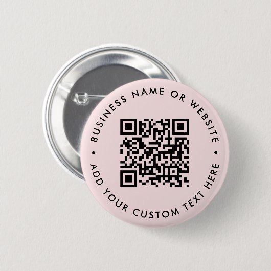 QR-Code | Minimalistisch Rosa Rosa Button (Vorne & Hinten)