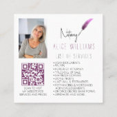 QR-Code Minimalistisch rosa und weiße Notar-Foto Quadratische Visitenkarte (Rückseite)
