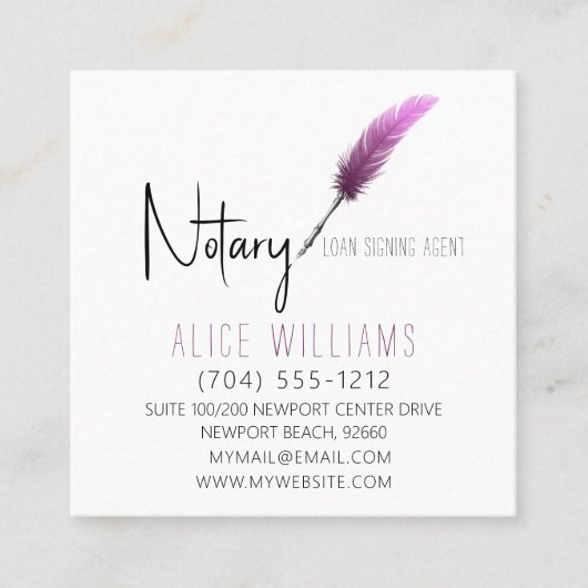 QR-Code Minimalistisch rosa und weiße Notar-Foto Quadratische Visitenkarte (Vorderseite)