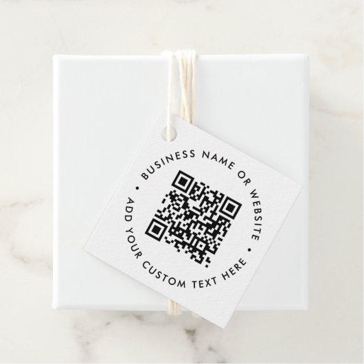 QR-Code Minimalistisch sauber, einfach weißes Budg Geschenkanhänger (Beispiel)