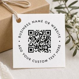 QR-Code Minimalistisch sauber, einfach weißes Budg Geschenkanhänger