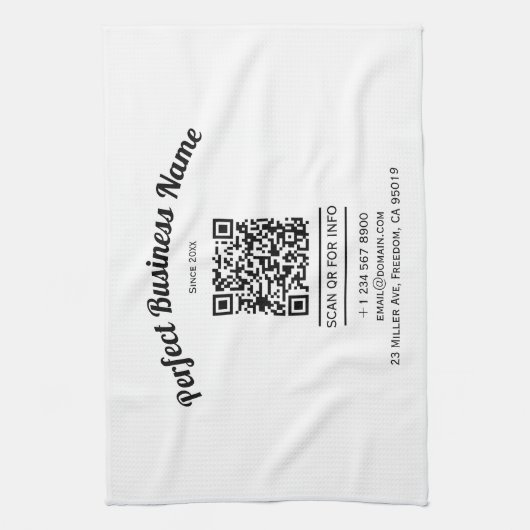 QR-Code Minimalistisch Schwarz und Weiß einfach kl Geschirrtuch (Vertikal)