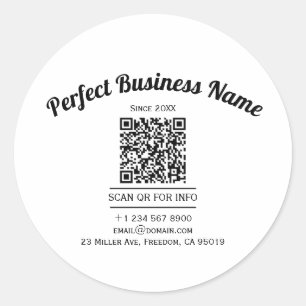 QR-Code Minimalistisch Schwarz und Weiß einfach kl Runder Aufkleber