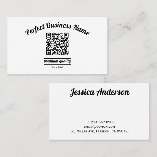 QR-Code Minimalistisch Schwarz und Weiß einfach kl Visitenkarte (Vorne/Hinten)