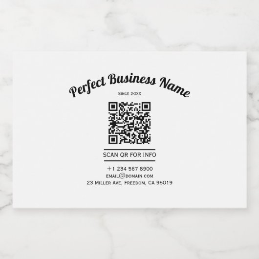 QR-Code Minimalistisch Schwarz-Weiß, einfach klar Lebensmitteletikett (Einzelnes Label)