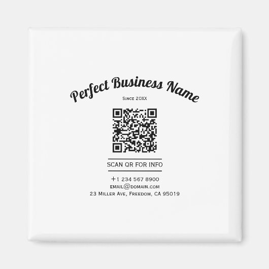 QR-Code Minimalistisch Schwarz-Weiß, einfach klar Magnet (Vorne)