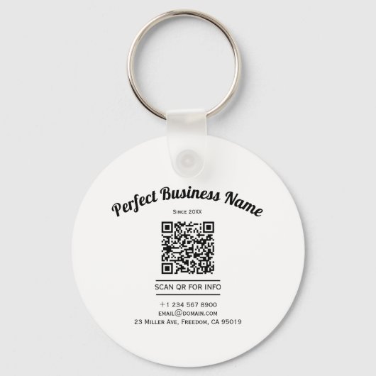 QR-Code Minimalistisch Schwarz-Weiß, einfach klar Schlüsselanhänger (Vorderseite)