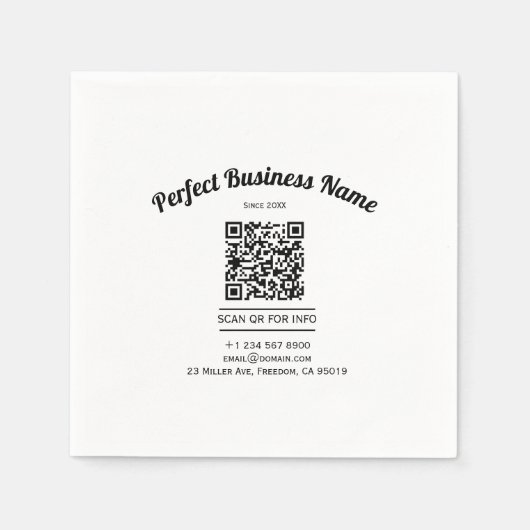 QR-Code Minimalistisch Schwarz-Weiß, einfach klar Serviette (Vorderseite)