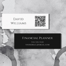 QR-Code Minimalistisch Schwarz-weiß Mini Visitenkarte