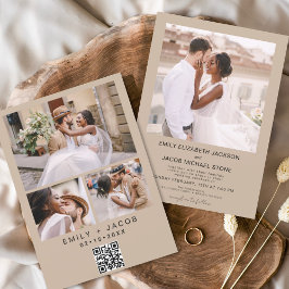 QR-Code Minimalistisch Terracotta Wedding Foto Einladung