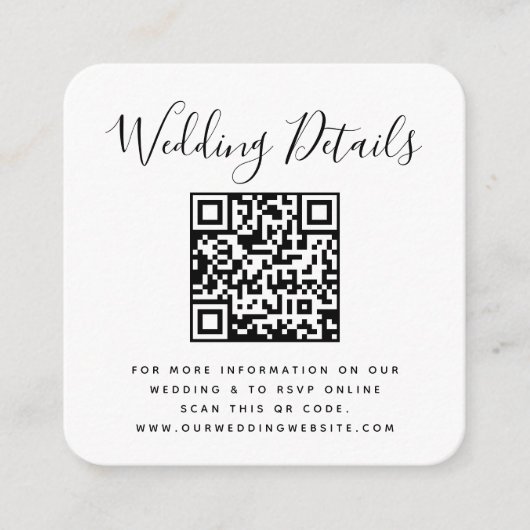 QR Code Minimalistisch Wedding RSVP Begleitkarte (Vorderseite)