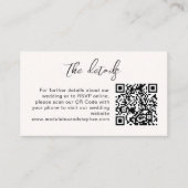 QR Code Minimalistische Foto Hochzeit Website Deta Begleitkarte (Vorderseite)