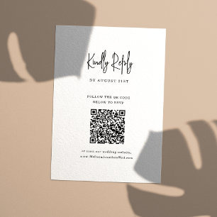 QR Code Minimalistische handgeschriebene Hochzeit RSVP Karte