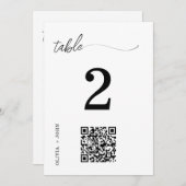 QR-Code Minimalistische Hochzeitstisch-Platzkarte (Vorne/Hinten)