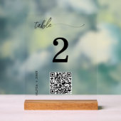QR-Code Minimalistische Hochzeitstisch-Platzkarte Acrylschild (Neutral)