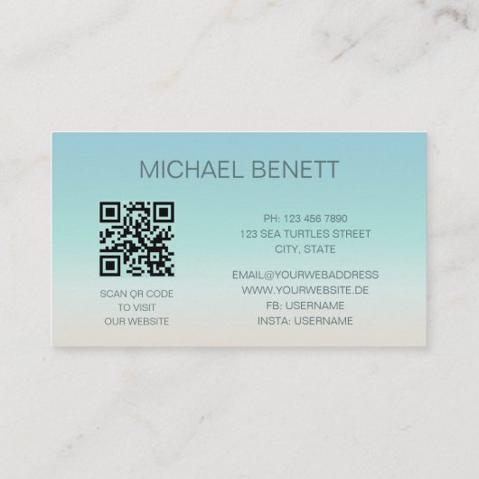 QR-Code | Minimalistische Küstenabschnitte Visitenkarte (Rückseite)