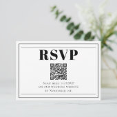 QR-Code Minimalistische schwarz-weiße RSVP-Karte RSVP Karte (Stehend Vorderseite)