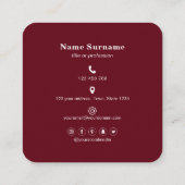 QR-Code Minimalistische Social Media einfache Bur Quadratische Visitenkarte (Rückseite)