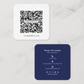 QR-Code Minimalistische Social Media einfache Nav Quadratische Visitenkarte (Vorne/Hinten)