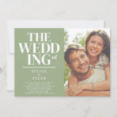 QR-Code Minimalistische Typografie-Foto Hochzeit Einladung (Vorderseite)