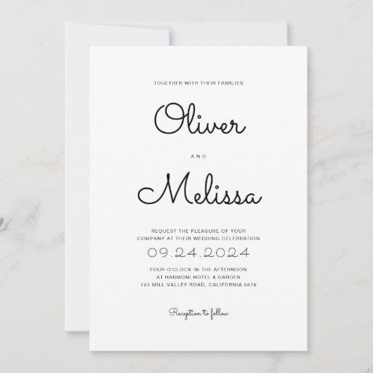 QR-Code Minimalistisches Chic-Skript Alle in einer Einladung (Vorderseite)