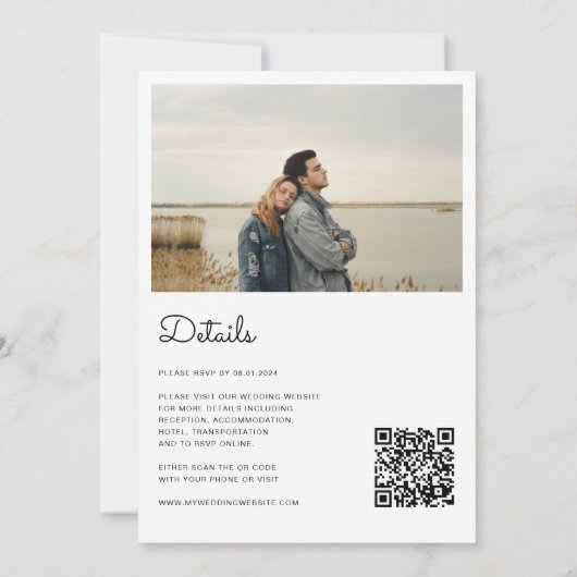 QR-Code Minimalistisches Chic-Skript Alle in einer Einladung (Rückseite)