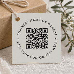 QR-Code Minimalistisches Clean Simple Gray Budge Geschenkanhänger