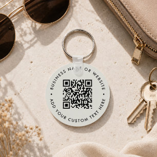 QR-Code   Minimalistisches Clean Simple Gray Budge Schlüsselanhänger