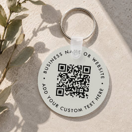 QR-Code | Minimalistisches Clean Simple Gray Budge Schlüsselanhänger
