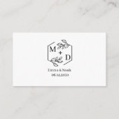 Qr Code Minimalistisches Monogramm Hochzeitsdetail Begleitkarte (Rückseite)
