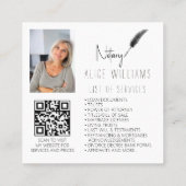 QR-Code Minimalistisches Schwarz-Weiß-Notar-Foto Quadratische Visitenkarte (Rückseite)